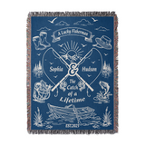 Personalized Couple Fisherman Blue Woven Blanket