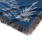 Personalized Couple Fisherman Blue Woven Blanket