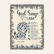 Personalized God Says I Am Scripture Baby Boy Woven Blanket
