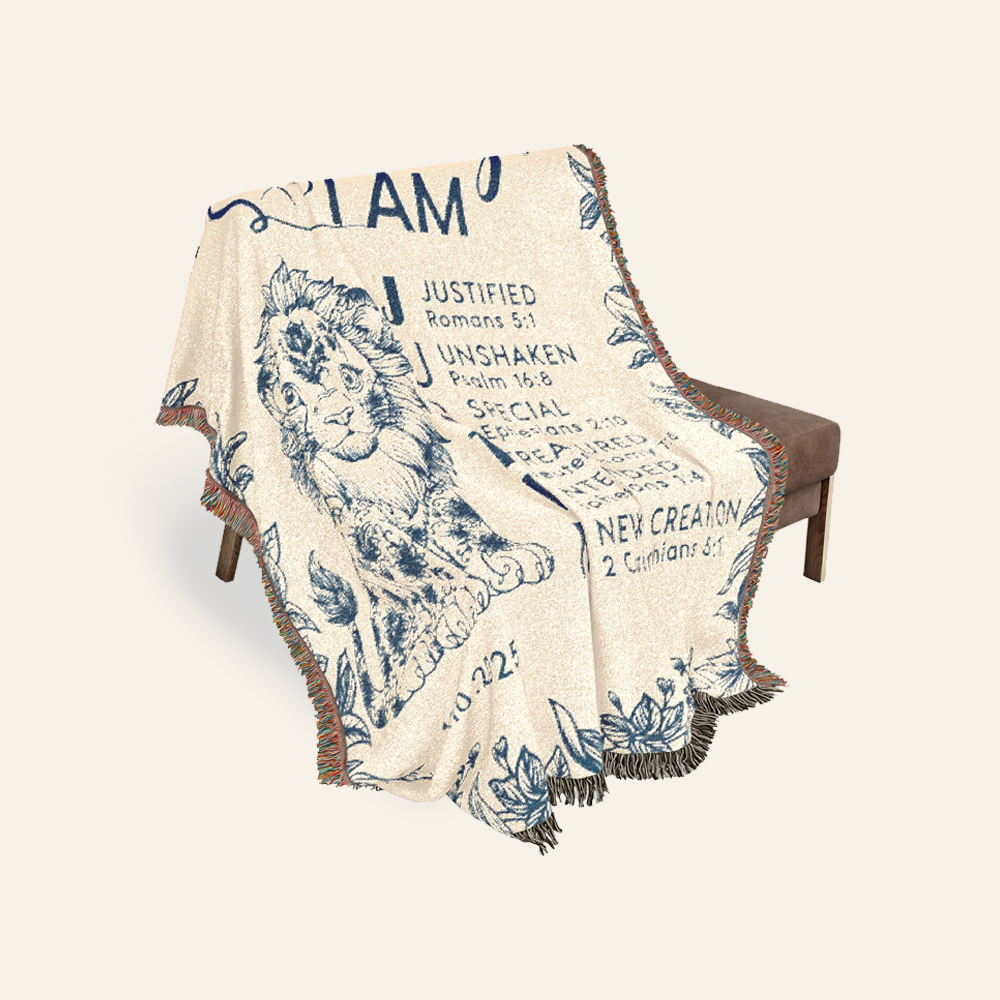 Personalized God Says I Am Scripture Baby Boy Woven Blanket