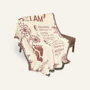 God Says I Am: Baby Footprints, Birth Flower & Scripture Affirmations - Personalized Woven Blanket