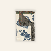 Vintage Blue Toile Book & Birth Flower For Readers - Personalized Woven Blanket