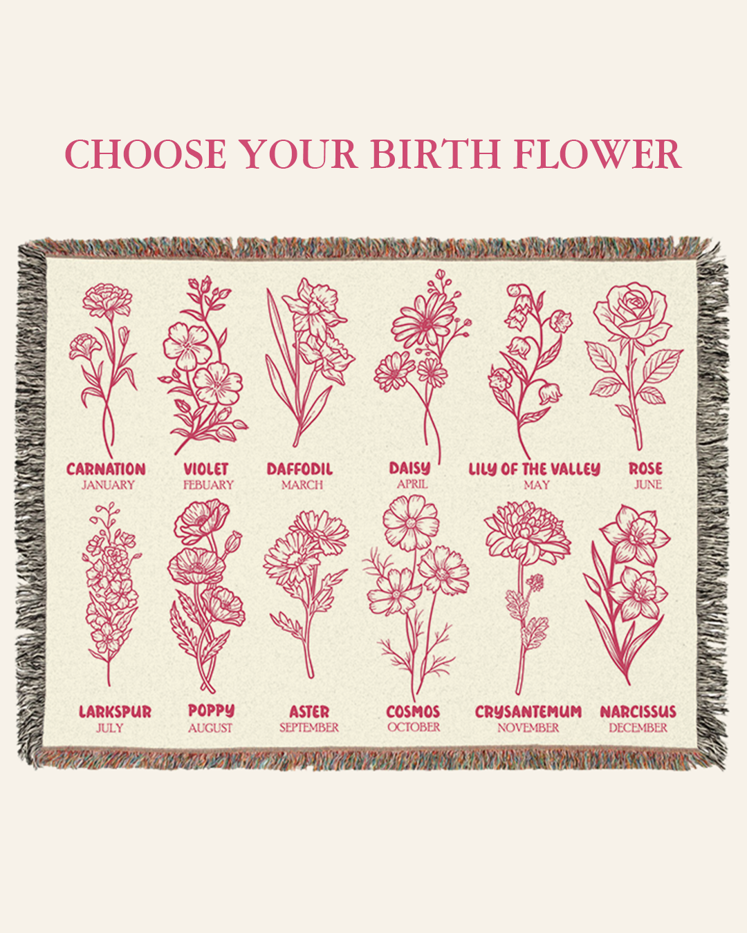 For This Child We Have Prayed Baby Footprints & Birth Flower Keepsake - Personalized Woven Blanket