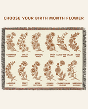 Western Longhorn & Birth Flower Design For Couples - Personalized Woven Blanket