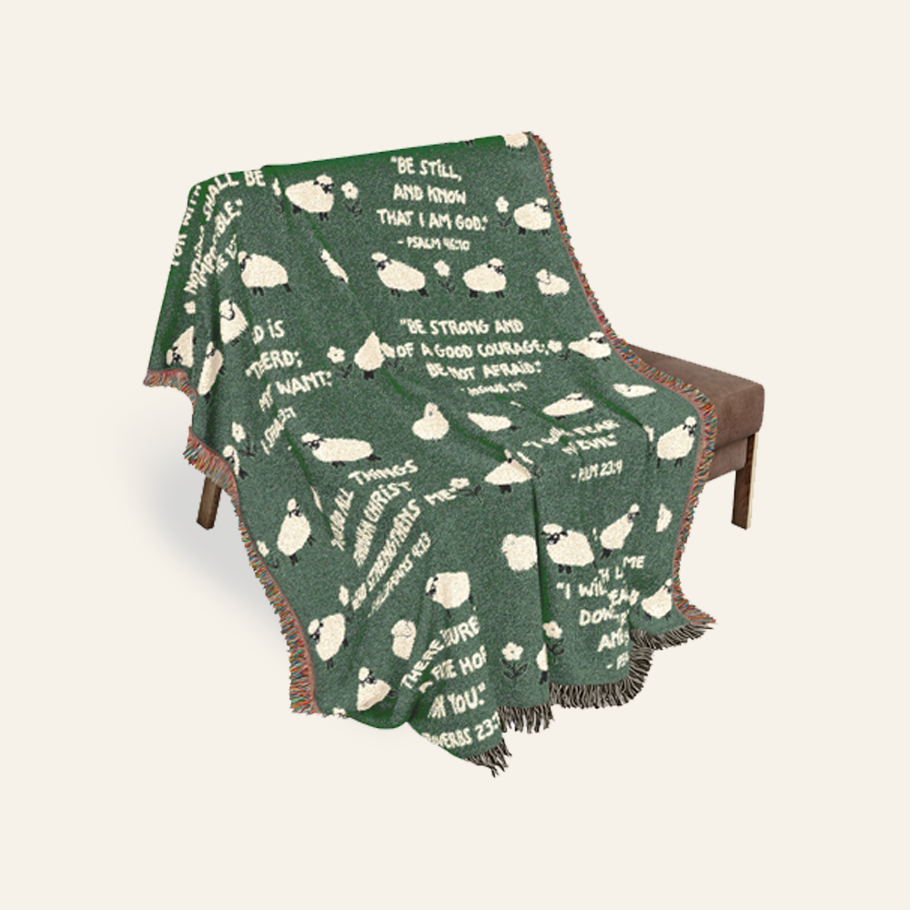 Christian Bedtime Blessings & Bible Verses For Kids - Personalized Woven Blanket