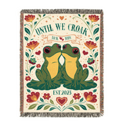 Personalized Couple Frog Croak White Woven Blanket