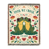 Personalized Couple Frog Croak White Woven Blanket