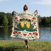 Personalized Couple Frog Croak White Woven Blanket