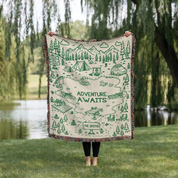 Personalized Adventure Lake Family Woven Blanket