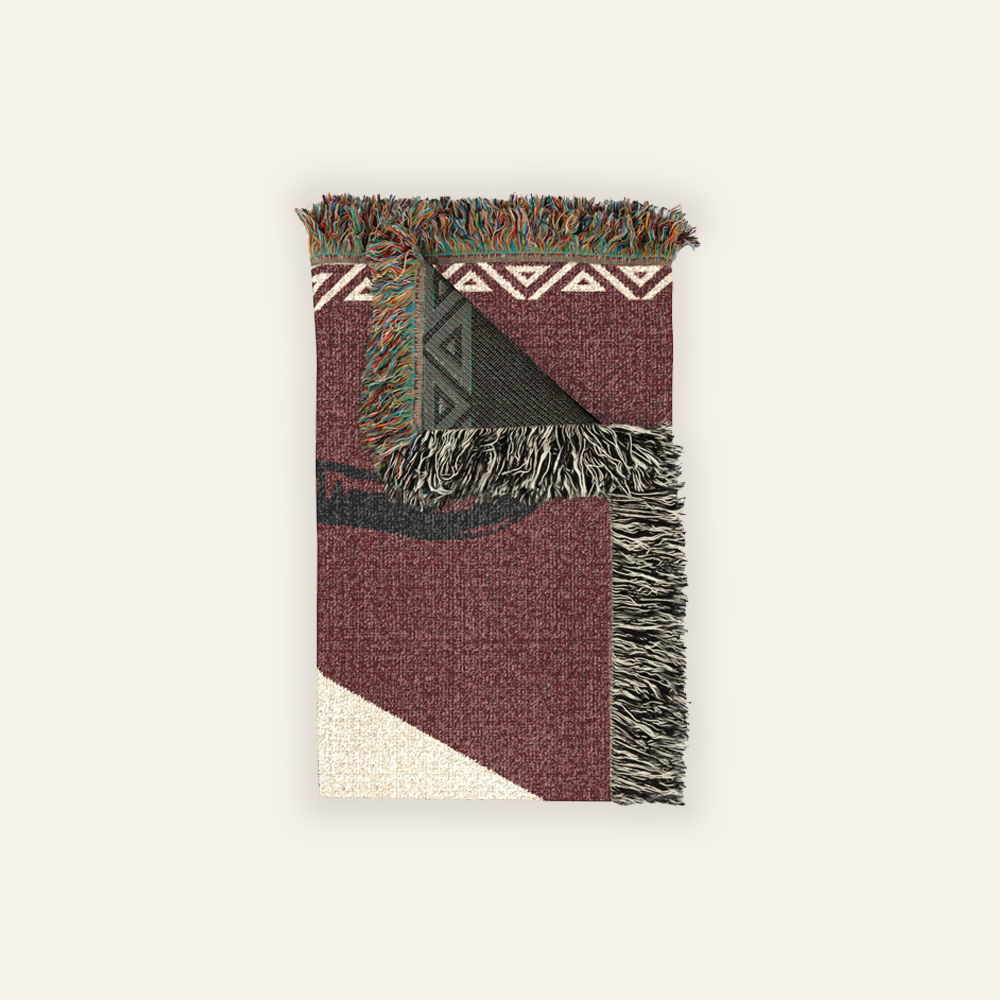 Personalized Longhorn Cowboy Western Red Woven Blanket