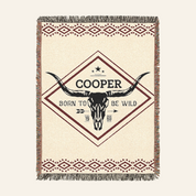 Personalized Born To Be Wild Longhorn Woven Blanket