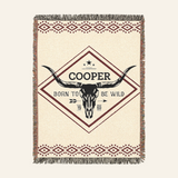 Personalized Born To Be Wild Longhorn Woven Blanket