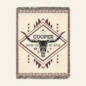 Custom Cowboy Longhorn Keepsake Woven Blanket