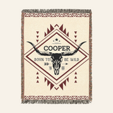 Custom Cowboy Longhorn Keepsake Woven Blanket
