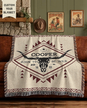 Custom Cowboy Longhorn Keepsake Woven Blanket