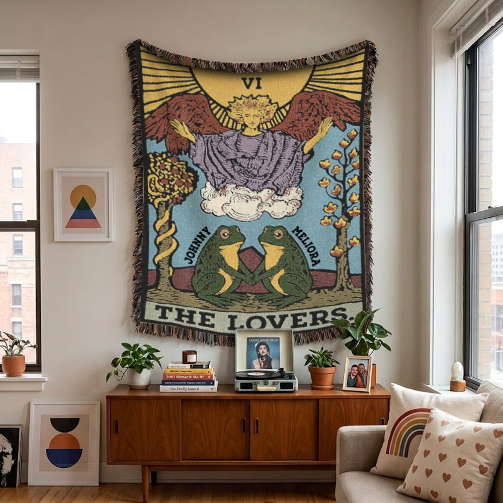 Personalized Couple Frog The Lover Woven Blanket