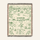 Personalized Anniversary Couple Gift Adventure Lake Woven Blanket