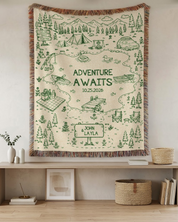 Personalized Anniversary Couple Gift Adventure Lake Woven Blanket