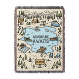 Personalized Adventure Lake Camping Woven Blanket