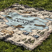 Personalized Adventure Lake Camping Woven Blanket