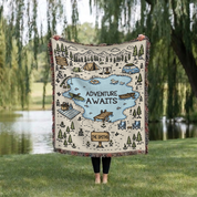 Personalized Adventure Lake Camping Woven Blanket