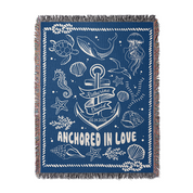 Personalized Anchored In Love Woven Blanket