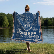 Personalized Anchored In Love Woven Blanket
