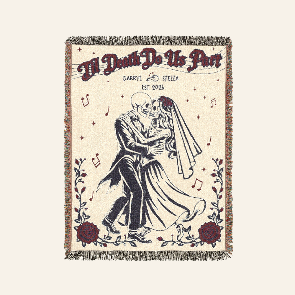 Personalized Skeleton Couple Anniversary Gift First Dance Woven Blanket