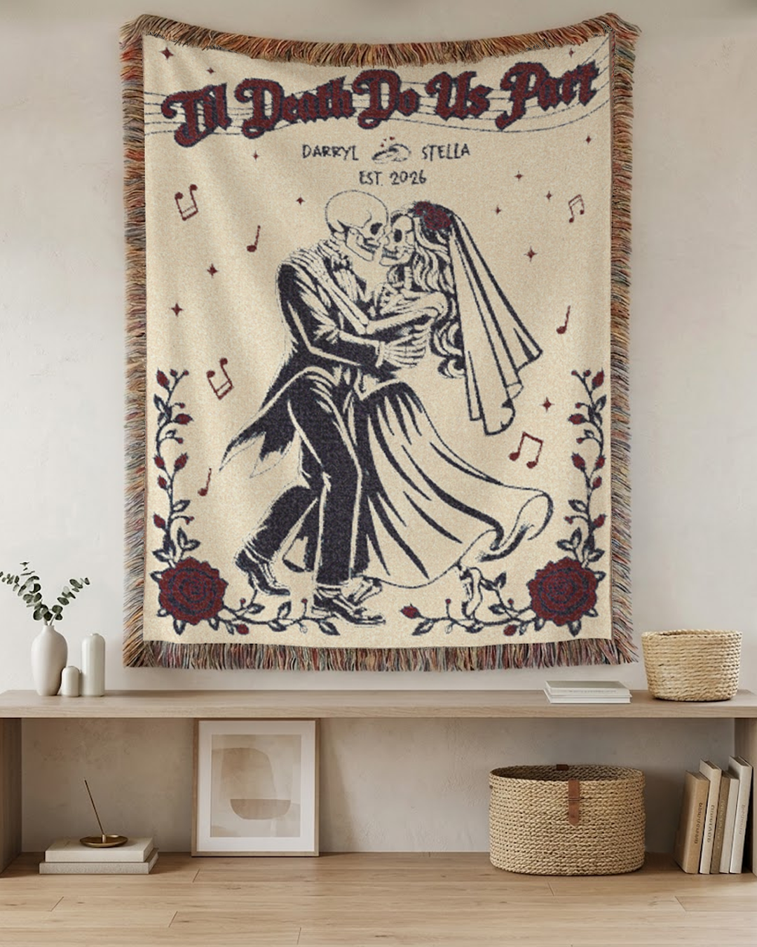 Personalized Skeleton Couple Anniversary Gift First Dance Woven Blanket