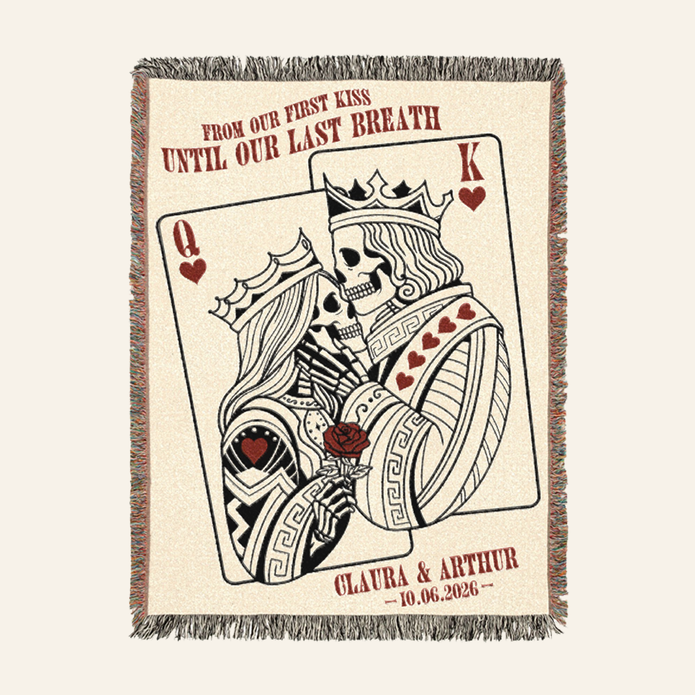 Personalized Her King & His Queen Skeleton Woven Blanket