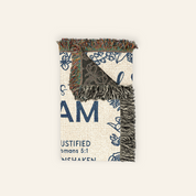 Personalized God Says I Am Cross Baby Toile Blue Woven Blanket