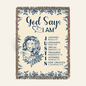 Personalized God Says I Am Lion & Lamb Scripture Woven Blanket