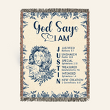 Personalized God Says I Am Lion & Lamb Scripture Woven Blanket