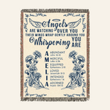 Angels Watching Over You: Birth Flower & Scripture Blessings For Babies - Personalized Woven Blanket