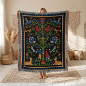 Personalized Tree Of Life Couple Woven Blanket