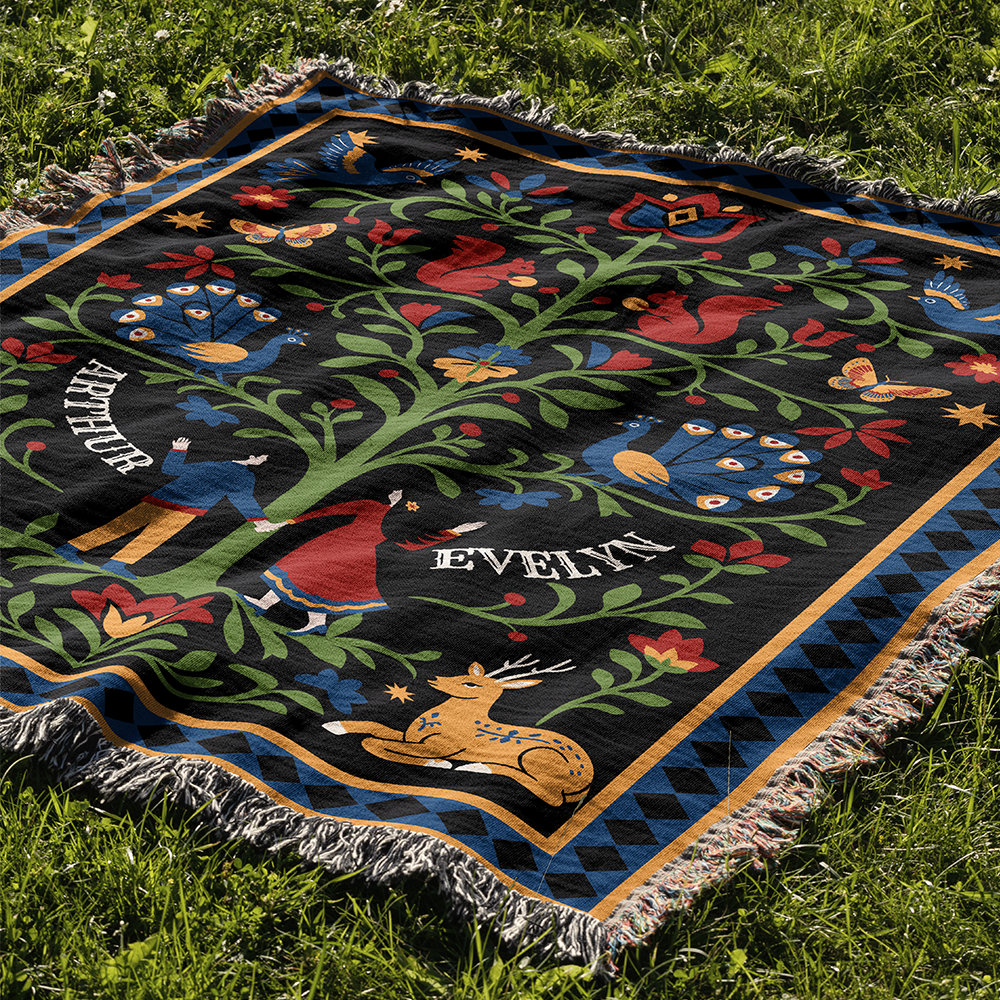 Personalized Tree Of Life Couple Woven Blanket