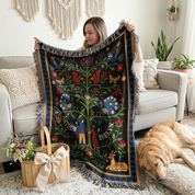 Personalized Tree Of Life Couple Woven Blanket