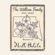 Personalized Family Name & State Flower Woven Blanket