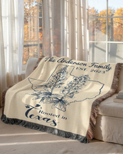 Personalized Family Name & State Flower Woven Blanket