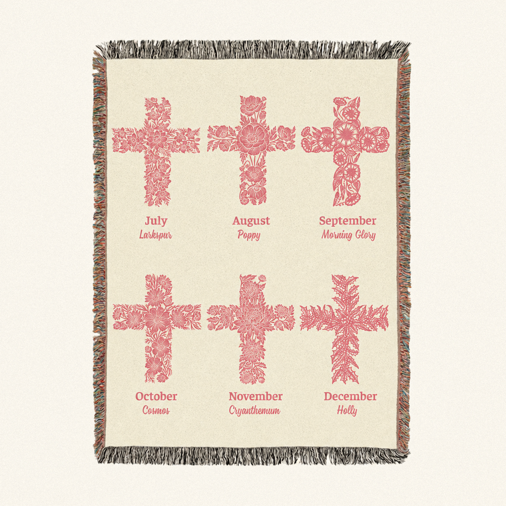 God Says I Am: Cross & Scripture Affirmations For Baby Girls - Personalized Woven Blanket