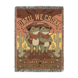 Personalized Couple Western Frog Cowboy Woven Blanket