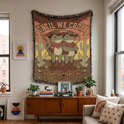 Personalized Couple Western Frog Cowboy Woven Blanket