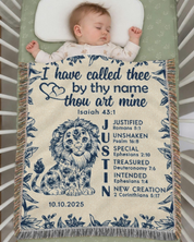 Called by Name Bible Verse Baptism Baby Boy - Personalized Woven Blanket