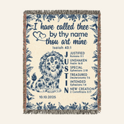 Called by Name Bible Verse Baptism Baby Boy - Personalized Woven Blanket