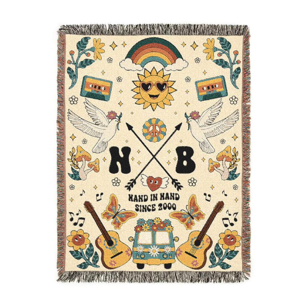 Personalized Retro Charm Woven Blanket