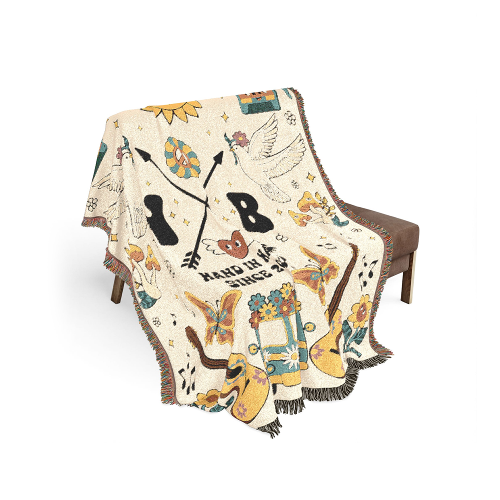 Personalized Retro Charm Woven Blanket