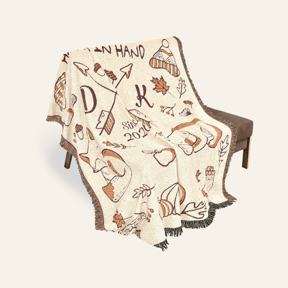 Personalized Autumn Vibes Couple Woven Blanket