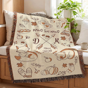 Personalized Autumn Vibes Couple Woven Blanket