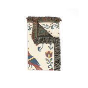Personalized Folk Art Lovebirds White Woven Blanket