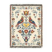 Personalized Folk Art  Family White Woven Blanket